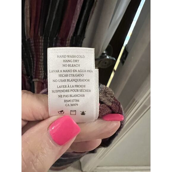 Rails Lucca Brava Stripe Mini Dress Smocked V-Neck Linen Blend Size M - Picture 8 of 9